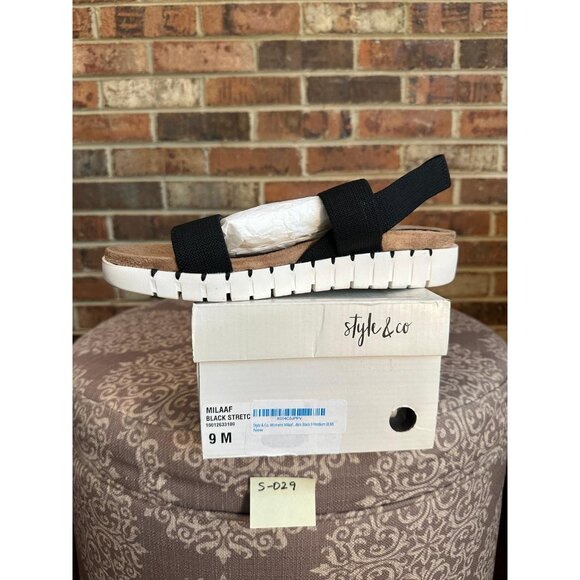 Style & Co. Women's Milaa Canvas Wedge Footbed Sandals Black Size 9 Medium - Picture 4 of 4
